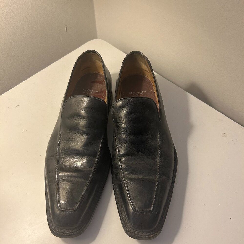 Men's Black Leather Loafers - Di Bianco Made in Italy, Vintage, Size 11